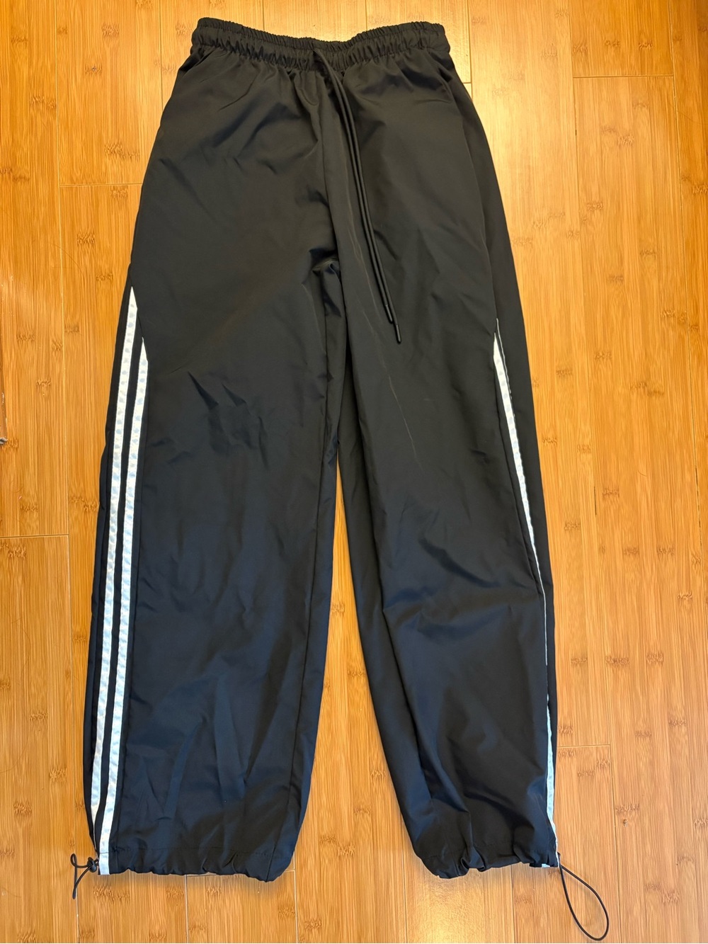 SHEIN Black Women Joggers with White Side Stripes